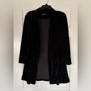 Amaryllis Black Velvet Oversized Drape Cardigan Small